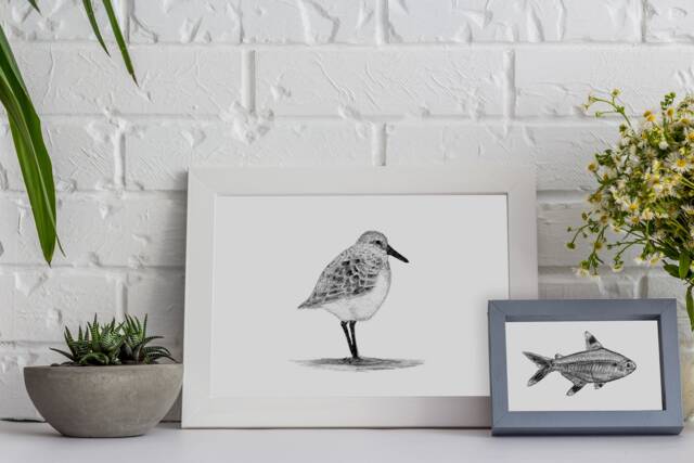Sanderling Bird Print Fingerprint Guestbook, Nursery Art - Print Kit Option - image 1