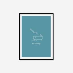 No Diving Print - Bathroom Print, Retro Wall Art, Minimal Bold Decor, Homeware, Style, Boho, Line Art - thumbnail 3