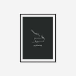No Diving Print - Bathroom Print, Retro Wall Art, Minimal Bold Decor, Homeware, Style, Boho, Line Art - thumbnail 2