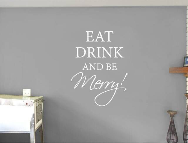 Eat Drink & Be Merry Wall Sticker, Kitchen Art, Decor, Eat Decal, Decor - image 1