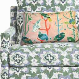 Pink Tropical Bird Pillow - Miami Themed Mid Century - thumbnail 2