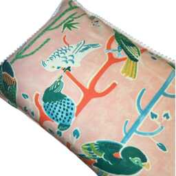 Pink Tropical Bird Pillow - Miami Themed Mid Century - thumbnail 4