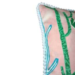 Pink Tropical Bird Pillow - Miami Themed Mid Century - thumbnail 3