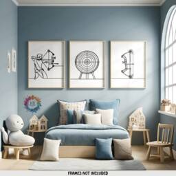 Minimalist Archery Posters - Set Of 3 Prints - Wall Art Decor Archer Gifts For Him Line Artwork Design Bow Print - thumbnail 2