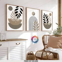 Beige Boho Prints - Set Of 3 Wall - Decor Living Room Posters Bedroom Artwork Home Hangings Botanicals - thumbnail 2