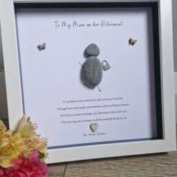 Retirement Gift For My Mum, Good Luck Present, Pebble Art Picture Framed Poem, Wall Art, Home Decor Gift. Personalised Mum Retirement - thumbnail 3