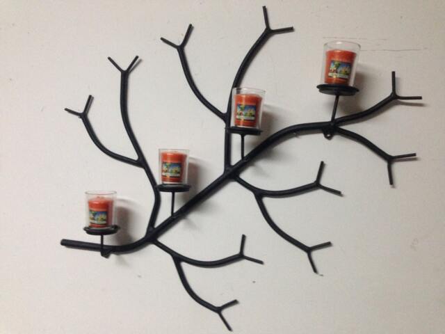 4 Votive Candle Wall Sconce , Branch Style One Of A Kind Art - image 1