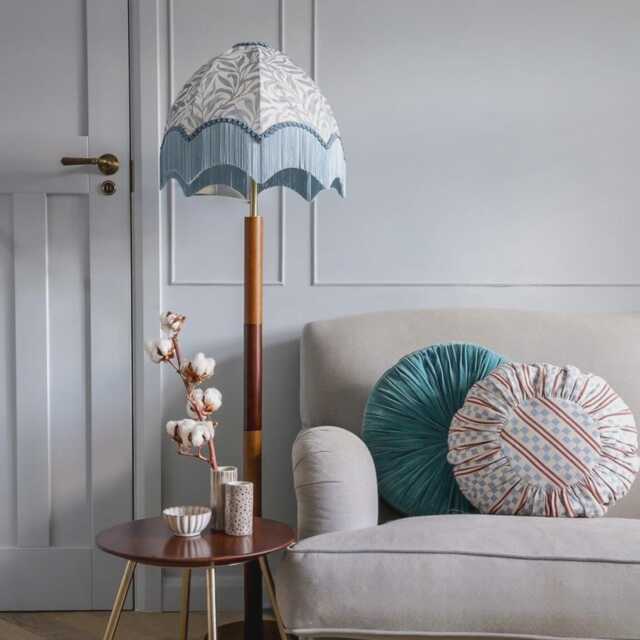 William Morris Willow Boughs Fringed Lampshade - Art Deco Style, Handmade in England - image 1