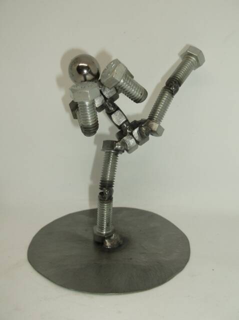 Kick Boxer, Metal Bolt Figurine, Karate Fighter Athlete, Martial Arts, Muay Thai - image 1