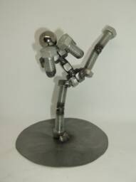 Kick Boxer, Metal Bolt Figurine, Karate Fighter Athlete, Martial Arts, Muay Thai - thumbnail 1