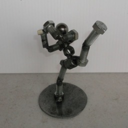 Kick Boxer, Metal Bolt Figurine, Karate Fighter Athlete, Martial Arts, Muay Thai - thumbnail 4
