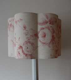 French Faded Red Rose Scallop Lampshade. Bespoke. Handmade. Table Or Pendant Sizes 20 cm & 30cm