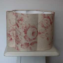 French Faded Red Rose Scallop Lampshade. Bespoke. Handmade. Table Or Pendant Sizes 20 cm & 30cm - thumbnail 3