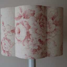 French Faded Red Rose Scallop Lampshade. Bespoke. Handmade. Table Or Pendant Sizes 20 cm & 30cm - thumbnail 2