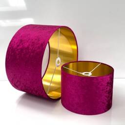 New Luxury Velvet Fuchsia Pink Two Tone Double Shaded Crushed Lamp Shade & Pendant Light With Metallic Linings - thumbnail 2