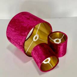 New Luxury Velvet Fuchsia Pink Two Tone Double Shaded Crushed Lamp Shade & Pendant Light With Metallic Linings - thumbnail 3