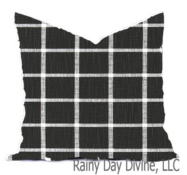 Pillows Covers Custom-Modern Farmhouse Check Plaid Multiple Colors Black Blue Gray - All Sizes 16x16 18x18 Throw Toss Accent Home Coastal - image 1