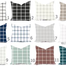 Pillows Covers Custom-Modern Farmhouse Check Plaid Multiple Colors Black Blue Gray - All Sizes 16x16 18x18 Throw Toss Accent Home Coastal - thumbnail 2