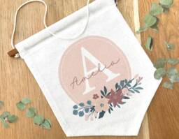 Personalized Linen Pennant Flag Boho Floral Nursery Decor