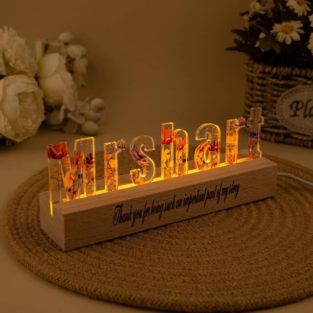 Custom Name Letter Lamp, Personalized Flower Night Light, Thank You Gift For Teacher, Teacher Appreciation Gift, New Baby Gift, Any - image 1