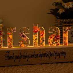 Custom Name Letter Lamp, Personalized Flower Night Light, Thank You Gift For Teacher, Teacher Appreciation Gift, New Baby Gift, Any - thumbnail 2