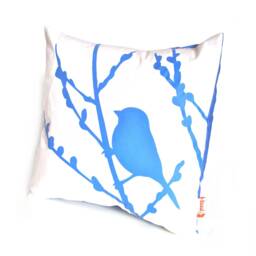 Royal Blue Bird Pillow Cherry Blossom Print, 10.5 - thumbnail 3