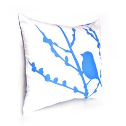 Royal Blue Bird Pillow Cherry Blossom Print, 10.5 - thumbnail 2