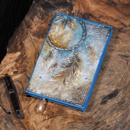 Hand Sculpted Dreamcatcher Journal Fimo Clay Feather Diary - thumbnail 4