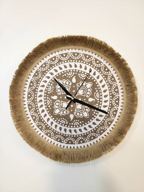 Boho Wall Clock Unique - Modern Clocks For Art Minimalist Macrame Home Decor House Warming Gift 14 Inch Large - image 1