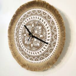 Boho Wall Clock Unique - Modern Clocks For Art Minimalist Macrame Home Decor House Warming Gift 14 Inch Large - thumbnail 3