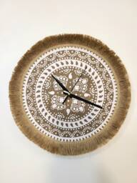 Boho Wall Clock Unique - Modern Clocks For Art Minimalist Macrame Home Decor House Warming Gift 14 Inch Large - thumbnail 1