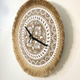 Boho Wall Clock Unique - Modern Clocks For Art Minimalist Macrame Home Decor House Warming Gift 14 Inch Large - thumbnail 2