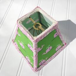 Handmade Preppy Whale Lampshade Green Fabric, Tula Pink Trim - thumbnail 3