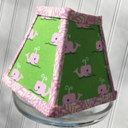 Handmade Preppy Whale Lampshade Green Fabric, Tula Pink Trim - thumbnail 2