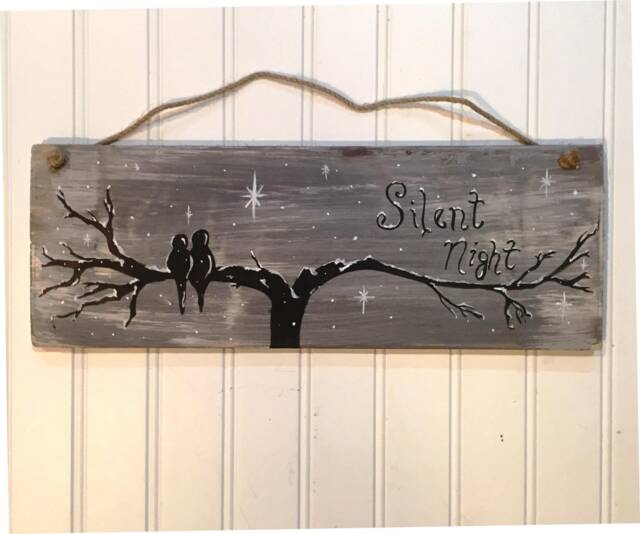 Christmas Wooden Sign. Silent Night. Winter Scene. Country Farmhouse Mystical Sign, Rustic Wall Hanging Pallet Sign - image 1