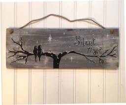 Christmas Wooden Sign. Silent Night. Winter Scene. Country Farmhouse Mystical Sign, Rustic Wall Hanging Pallet Sign