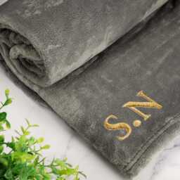 Embroidered Blanket Custom Initials Date Personalised Fleece For Him Her Couples Gift - thumbnail 3