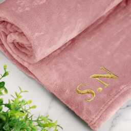 Embroidered Blanket Custom Initials Date Personalised Fleece For Him Her Couples Gift - thumbnail 2