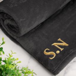 Embroidered Blanket Custom Initials Date Personalised Fleece For Him Her Couples Gift - thumbnail 1