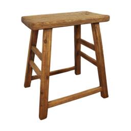 Chinese Old Antique Wooden Stool - Unique Piece Protective Medium Oak Finish