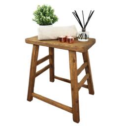 Chinese Old Antique Wooden Stool - Unique Piece Protective Medium Oak Finish - thumbnail 2