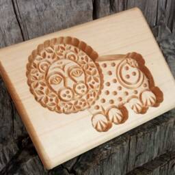 Lion Wood Cookie Mold Gingerbread Springerle Speculaas Kashigata Handmade Carved Wood Christmas Gift Linden Tree - thumbnail 2
