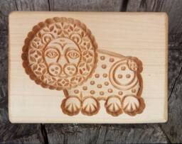 Lion Wood Cookie Mold Gingerbread Springerle Speculaas Kashigata Handmade Carved Wood Christmas Gift Linden Tree - thumbnail 1