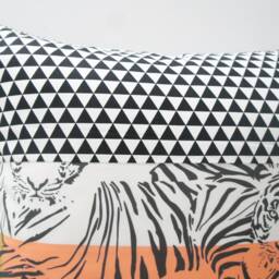 Pillow Covers - Patchwork Cover, 20x20, Tigers Black, White, Mustard & Coral, Triangles, Geometric - thumbnail 3
