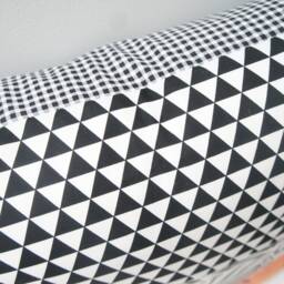 Pillow Covers - Patchwork Cover, 20x20, Tigers Black, White, Mustard & Coral, Triangles, Geometric - thumbnail 4