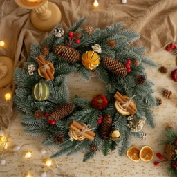Big Dried Flower Fruit Pine Cone Christmas Wreath With Nice Smell For Home Decor Frontdoor & Indoor - thumbnail 1