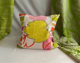 "Designers Guild Bohemian Pillow Cover Orange, Pink, Green Linen Cotton - 20""x 20" - thumbnail 1
