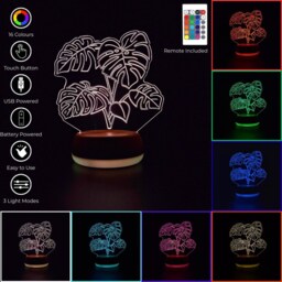 Monstera Plant Led Night Light, Swiss Cheese Plant, Gift, Lover Lights, Bedroom Light - thumbnail 2