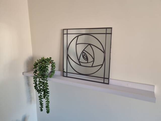 New Range - Modern Rennie Mackintosh 2 Style Stained Glass Effect Mirror Darkened Lead 30x30cm Handmade Gift Catfish Glass Art Deco Mirror - image 1