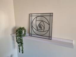 New Range - Modern Rennie Mackintosh 2 Style Stained Glass Effect Mirror Darkened Lead 30x30cm Handmade Gift Catfish Glass Art Deco Mirror - thumbnail 1